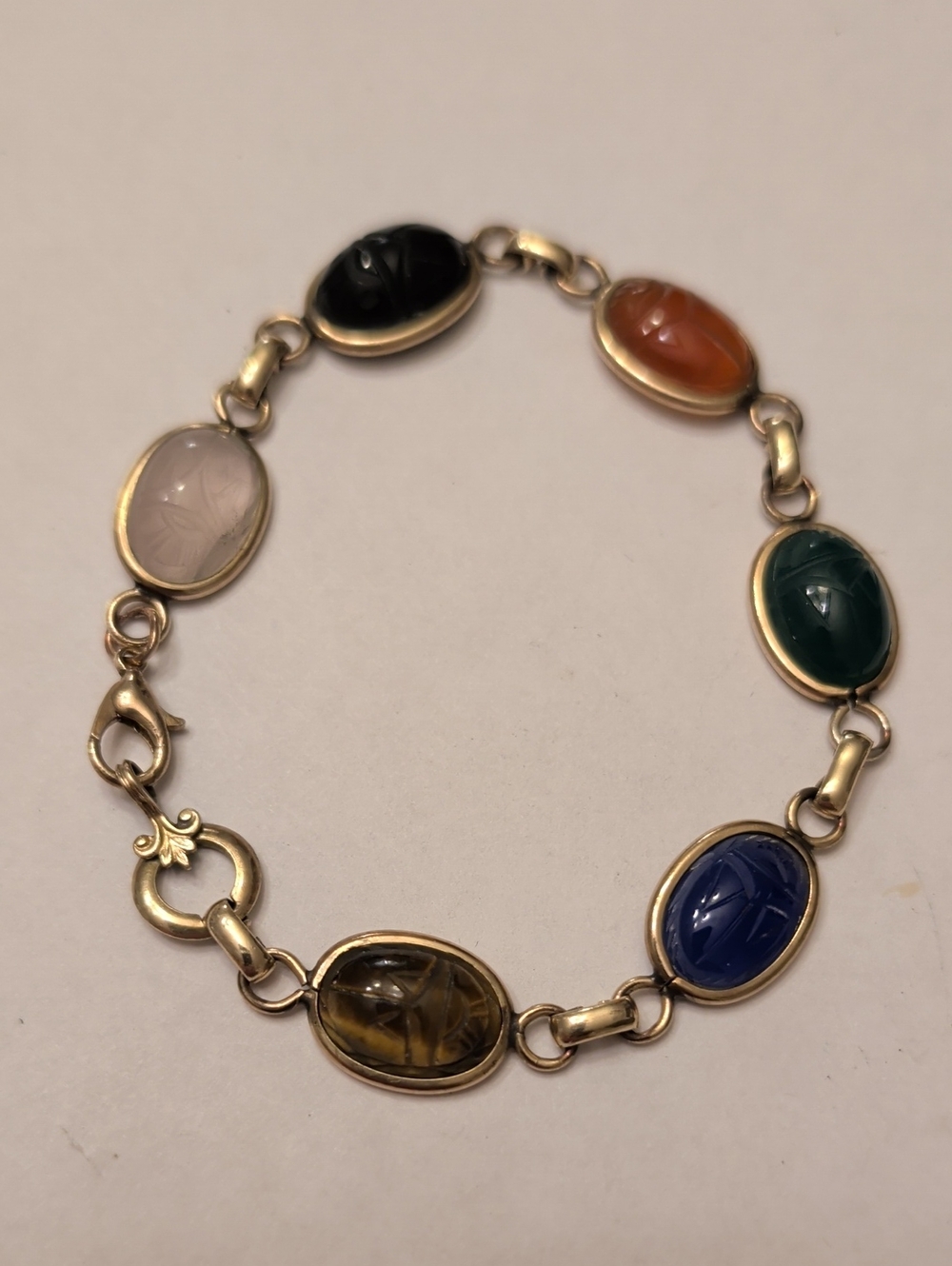 Vintage Multi-Color Scarab Link Bracelet